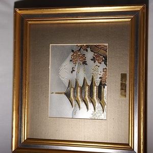 Vintage 1983 Limited Edition Japanese Chokin Art by Yoshinobu Hara Framed